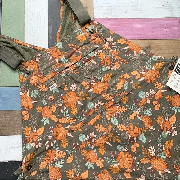 NWT Duluth 2X x31L Heirloom Gardening Lined Bib Overalls Loden Autumn Leaves - Picture 5 of 10